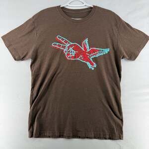 1215 M- MOD Brand Brown T-Shirt with Peace Sign Bird Graphic